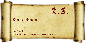 Kocs Bodor névjegykártya